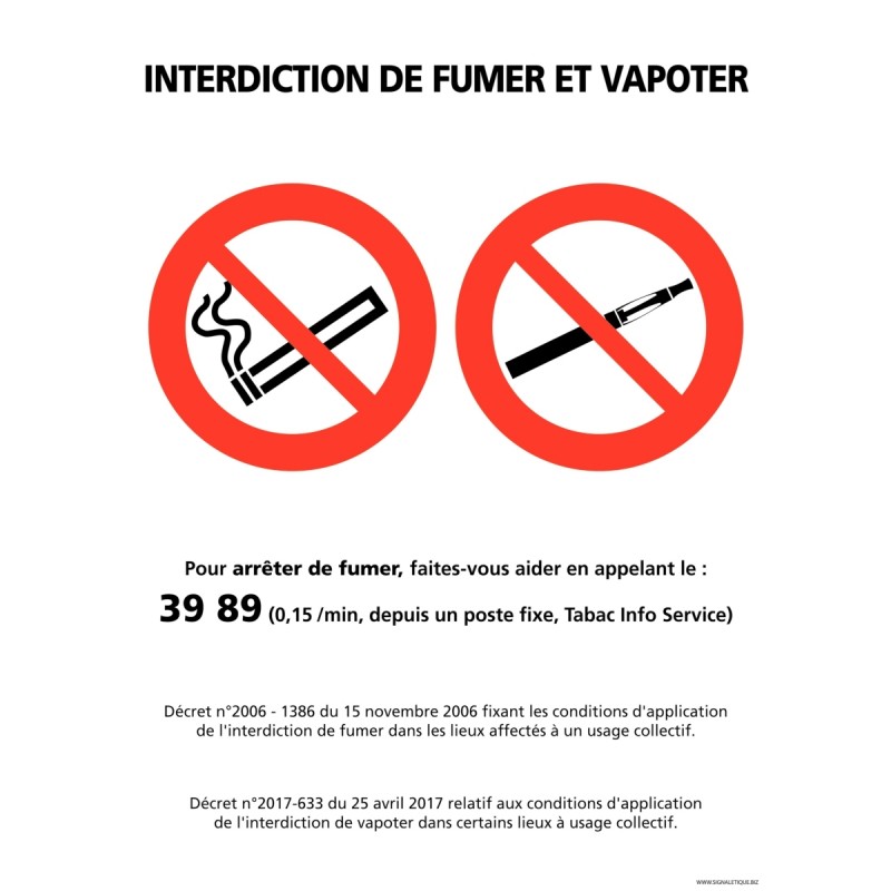 Panneau Interdit De Fumer Et De Vapoter