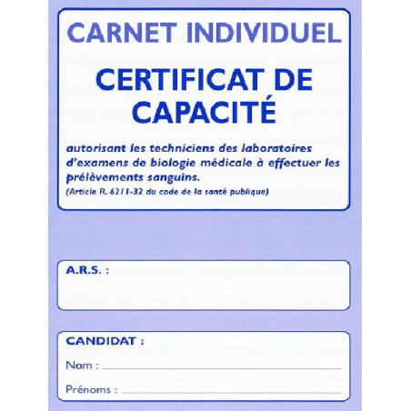 CARNET INDIVIDUEL- CERTIFICAT DE CAPACITE