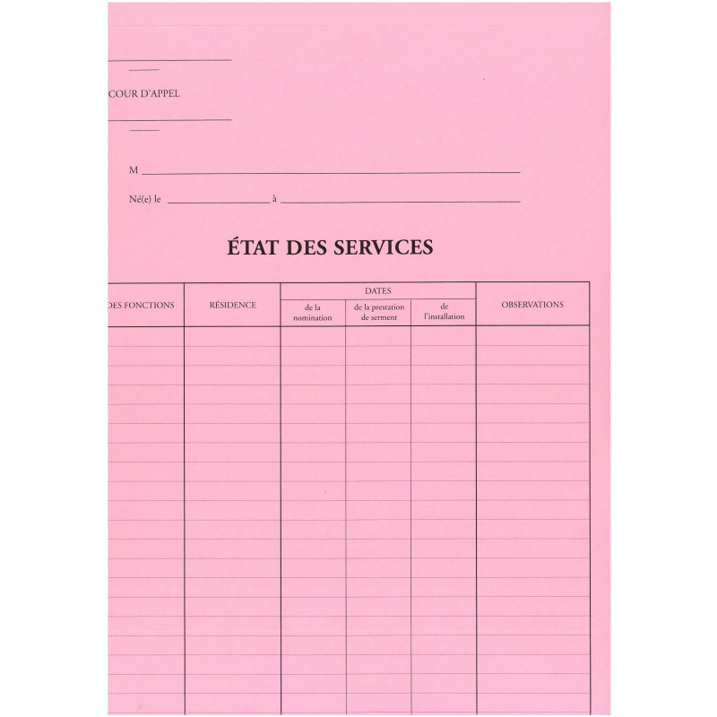 CHEMISE POUR ETAT DES SERVICES-CA2081