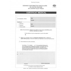 Certificat Médical - Demande particulière en cas de coupure de courant électrique