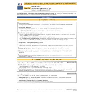 Retraite Carte De Sejour Certificat De Residence De 10 Ans