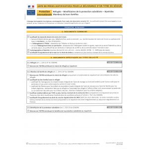 Protection internationale - Réfugiés - Bénéficiaires de la protextion subsidiaire - Apatrides. Membres de leurs familles. Protection internationale - Réfugiés - Bénéficiaires de la protextion subsidiaire - Apatrides. Membres de leurs familles.