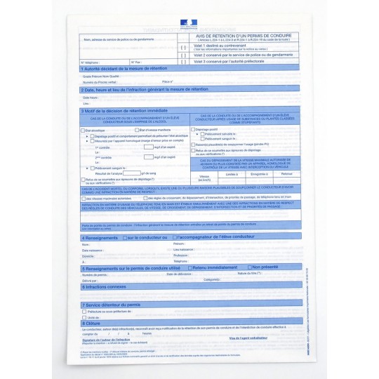 Avis de rétention d’un permis de