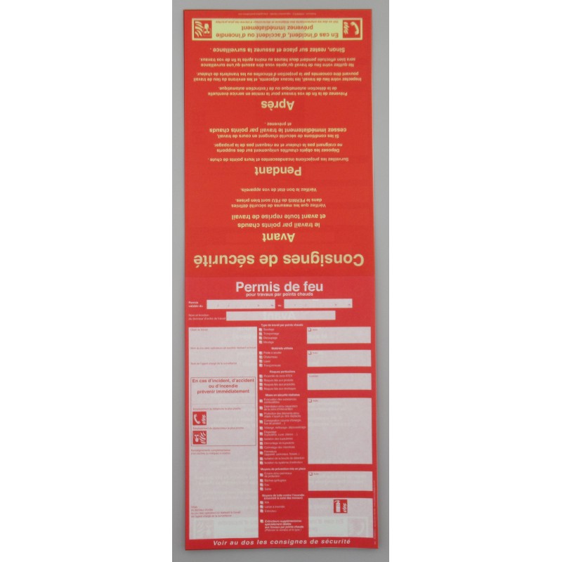 Carnet de PERMIS DE FEU