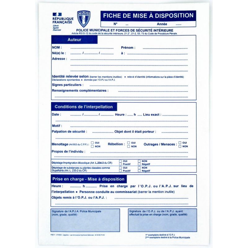 Fiche de mise à disposition d'un individu