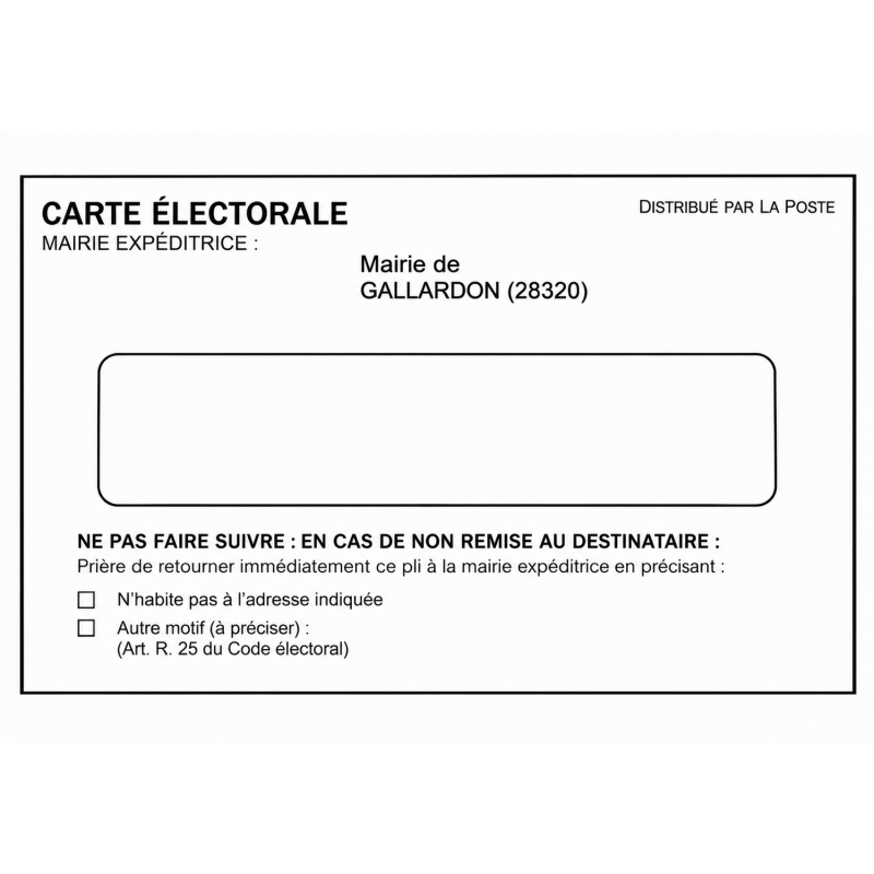 Enveloppes manuelles personnalisées 114 x 162 mm pour Cartes Électorales