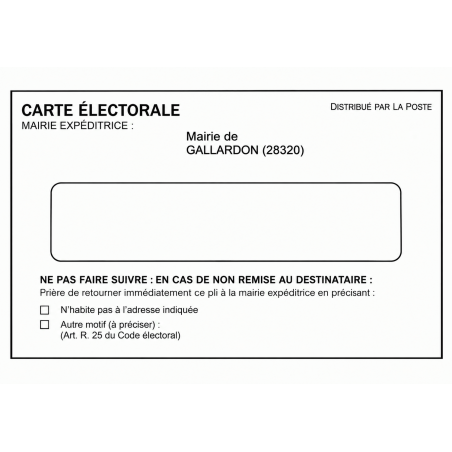 Enveloppes manuelles personnalisées 114 x 162 mm pour Cartes Électorales