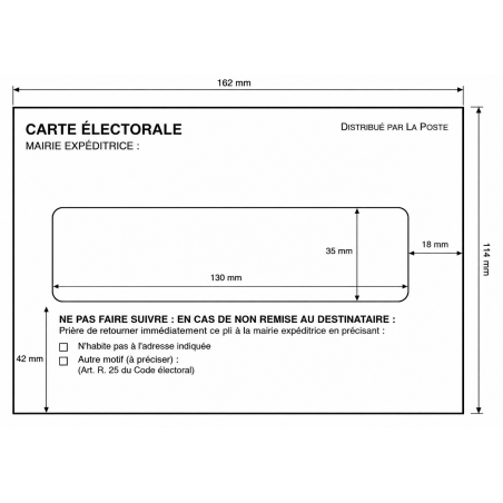 Enveloppes manuelles 114 x 162 mm pour Cartes Électorales